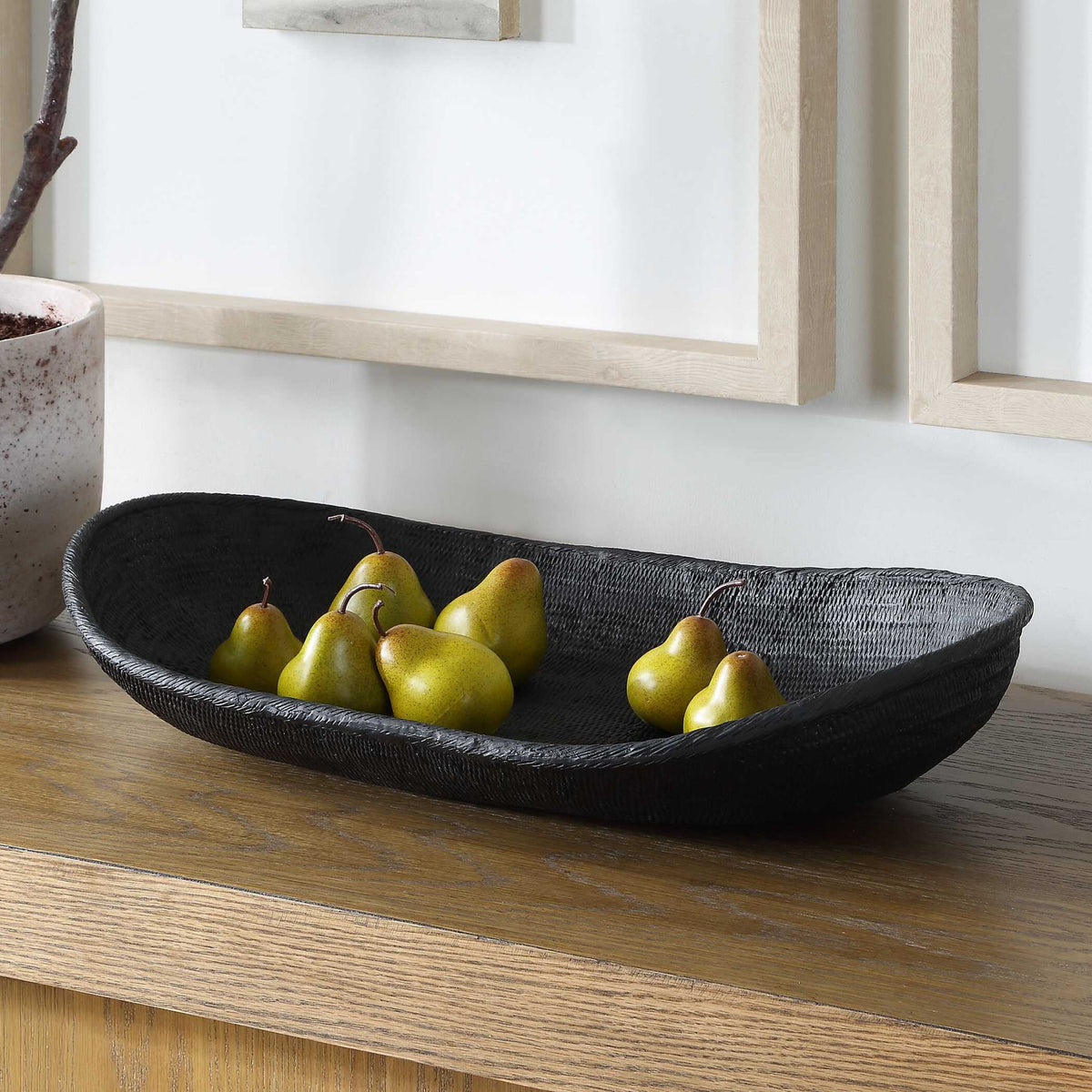 Ember - Weave Indoor-Outdoor Oblong Bowl - Black