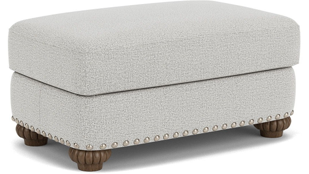 Patterson - Fabric Ottoman, Nailhead Trim