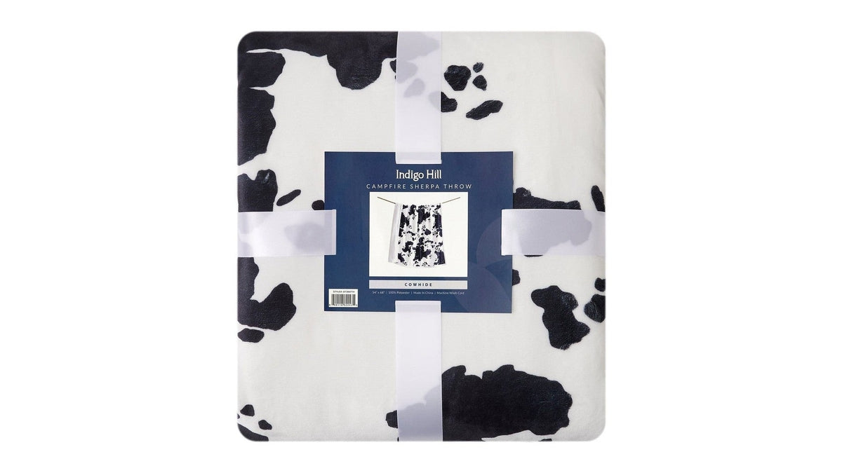 Campfire - Elsa Cowhide Campfire Sherpa Throw 6 Per Carton - Black / White