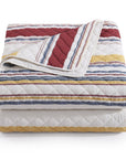 Mystic Stripe - King Cotton Gauze Quilt Set (Set of 3) - Merlot
