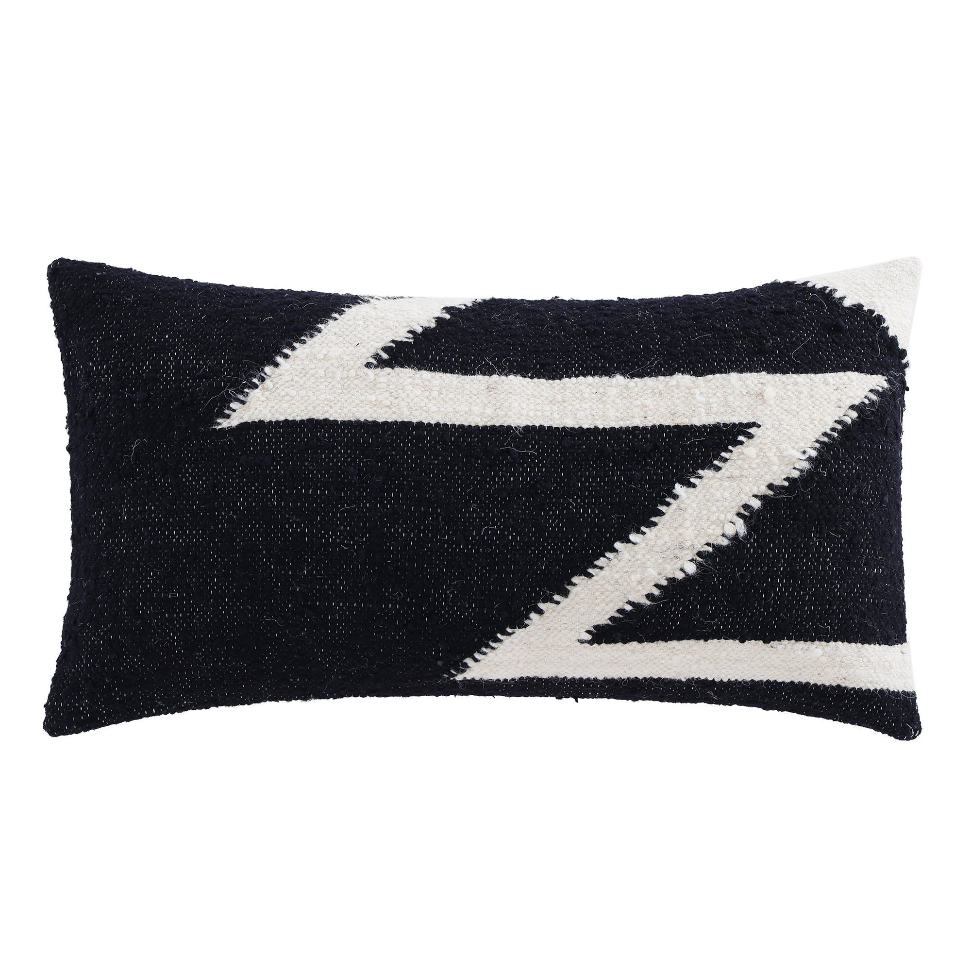 Antigua - Handwoven Oblong Pillow - Black / White