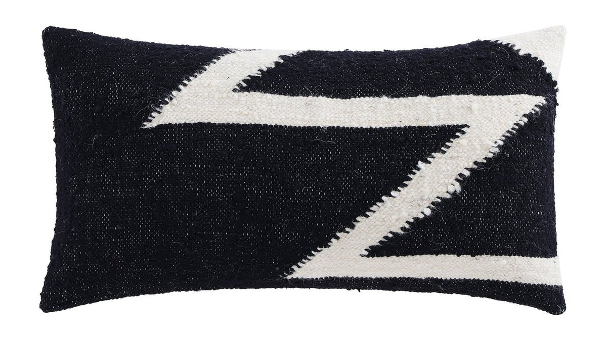 Antigua - Handwoven Oblong Pillow - Black / White