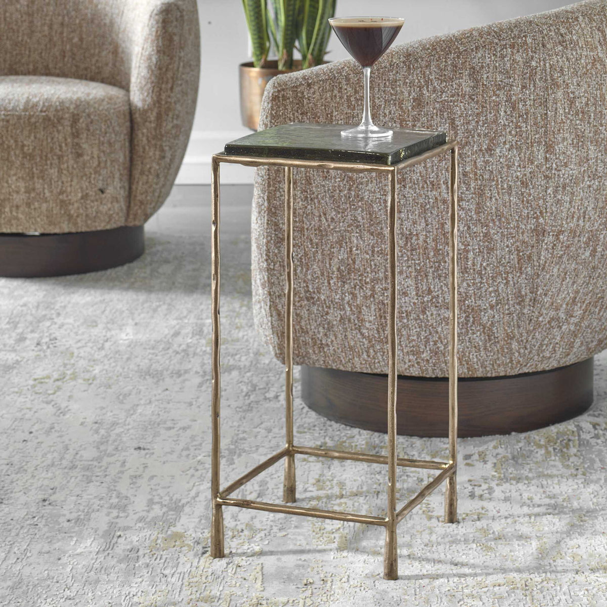 Ovard - Antiqued Accent Table - Bronze