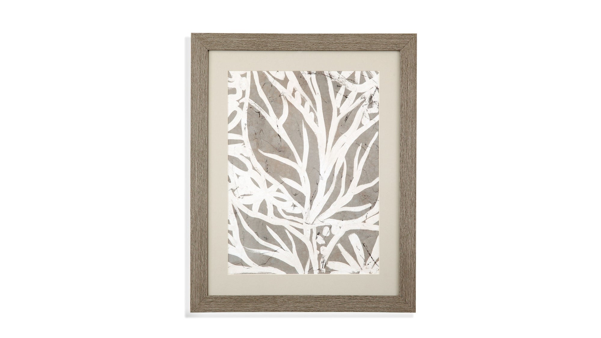 Mudcloth Foliage II Framed Print - Light Brown / Beige
