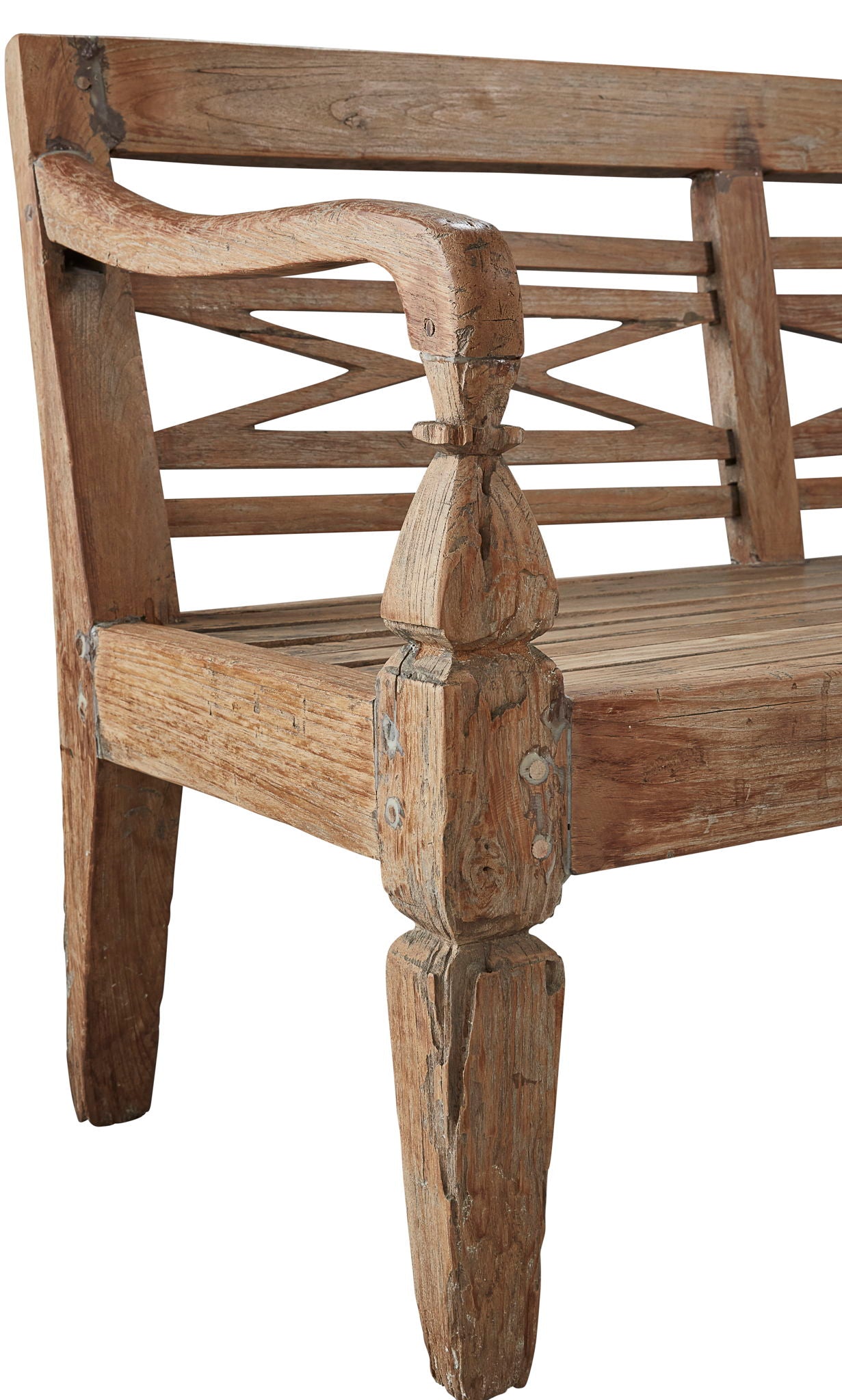 Antique - Plantation Grown Teak Bench - Dark Brown