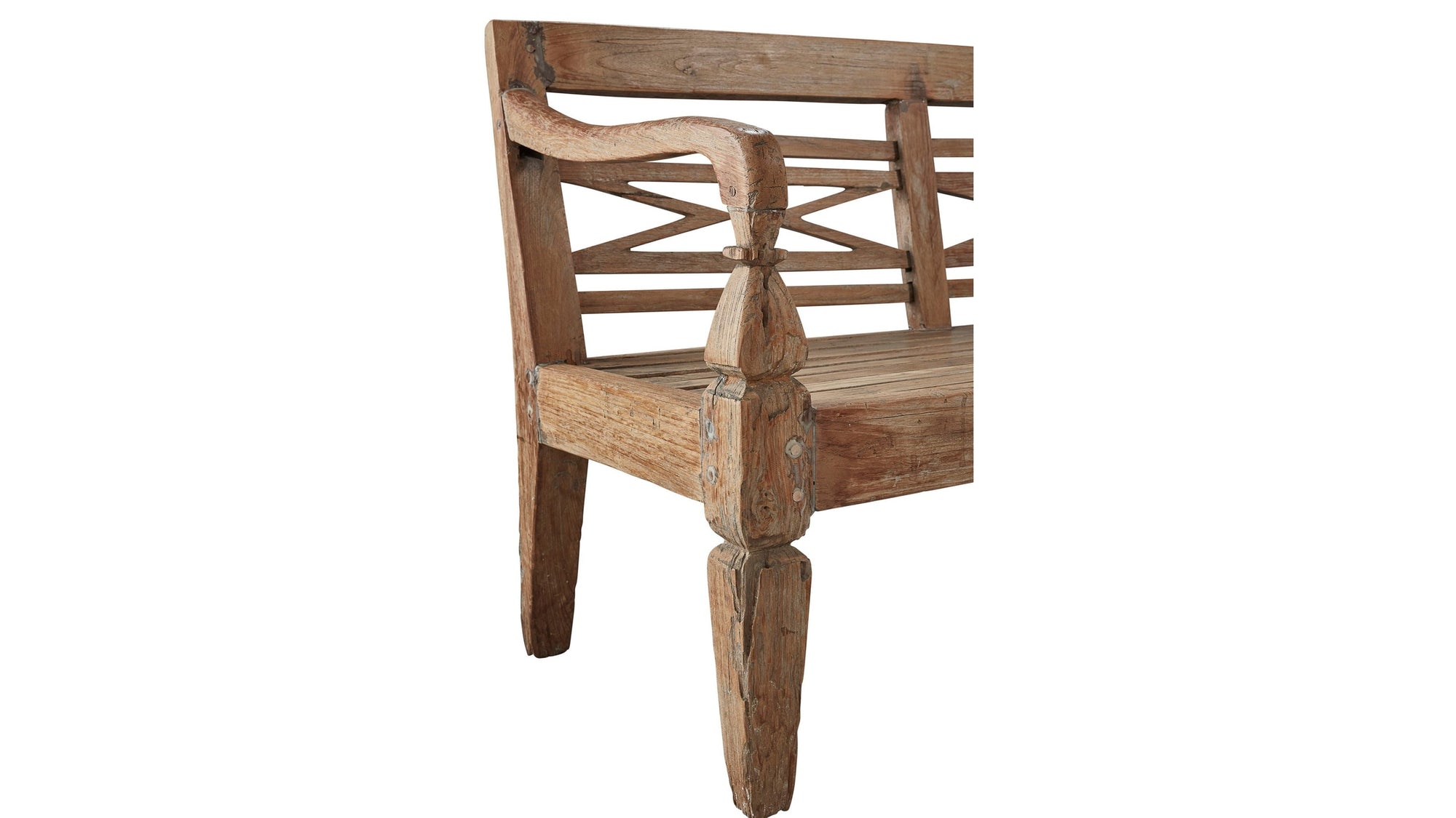 Antique - Plantation Grown Teak Bench - Dark Brown