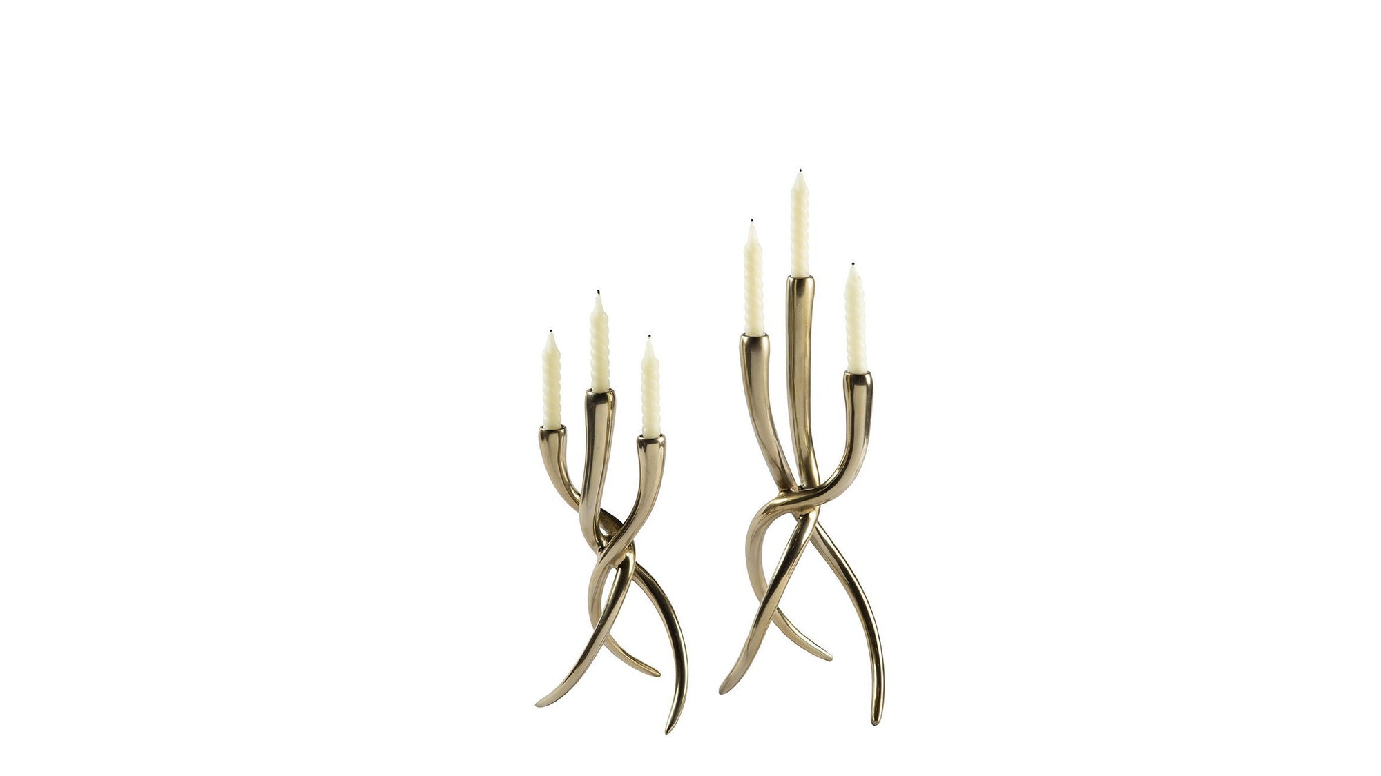 Ansley - Taper Candle Holder Set Set of 2 - Gold