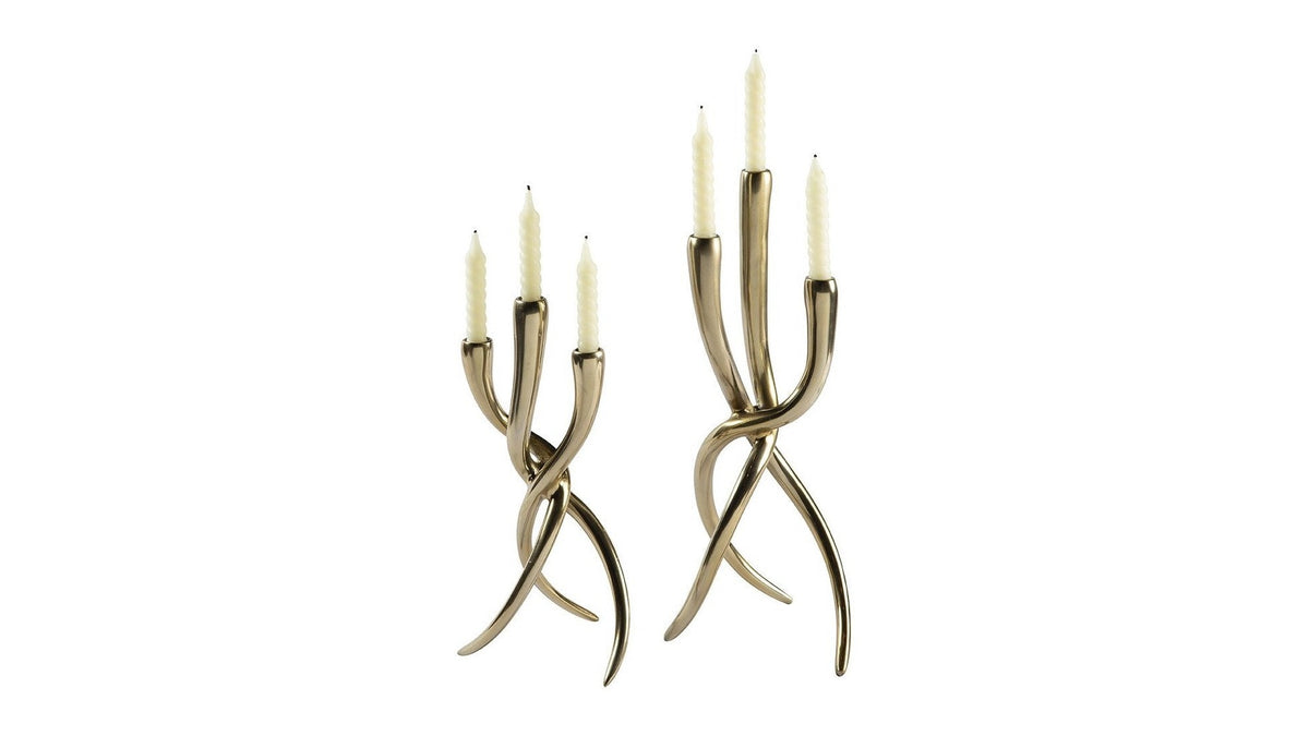 Ansley - Taper Candle Holder Set Set of 2 - Gold