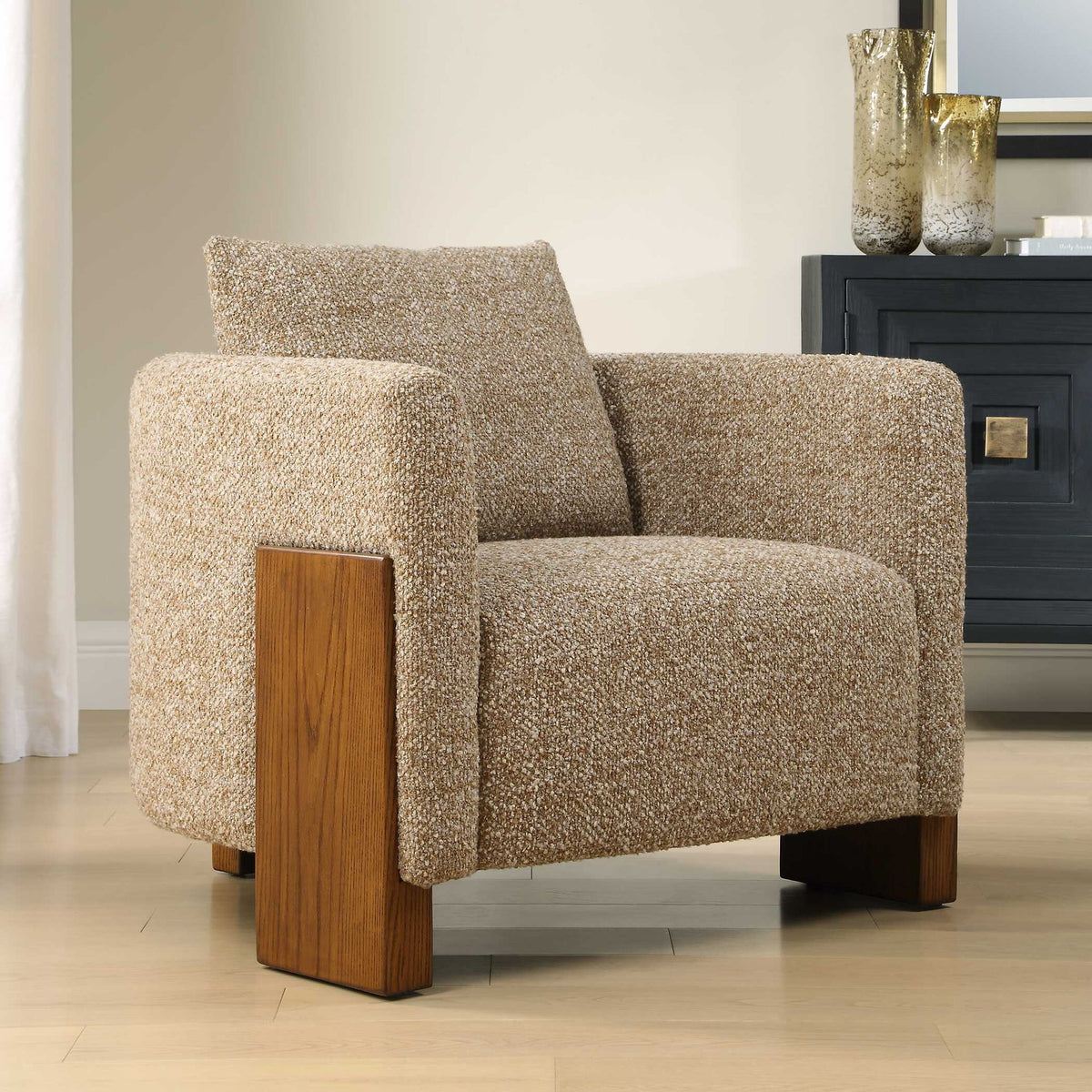 Halligan - Upholstered Accent Chair - Brown