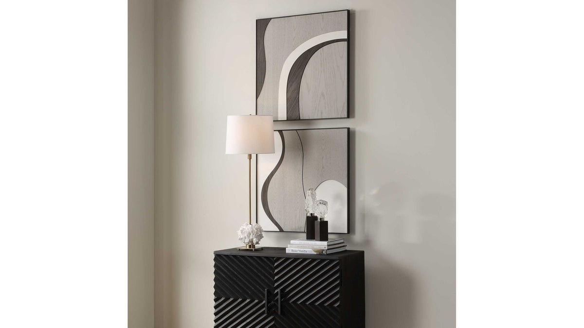 Joel - Modern Wood Wall Art (Set of 2) - Brown / Gray