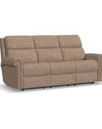 Bernard - Power Reclining Sofa With Console, Power Headrests & Lumbar, Nailhead Trim