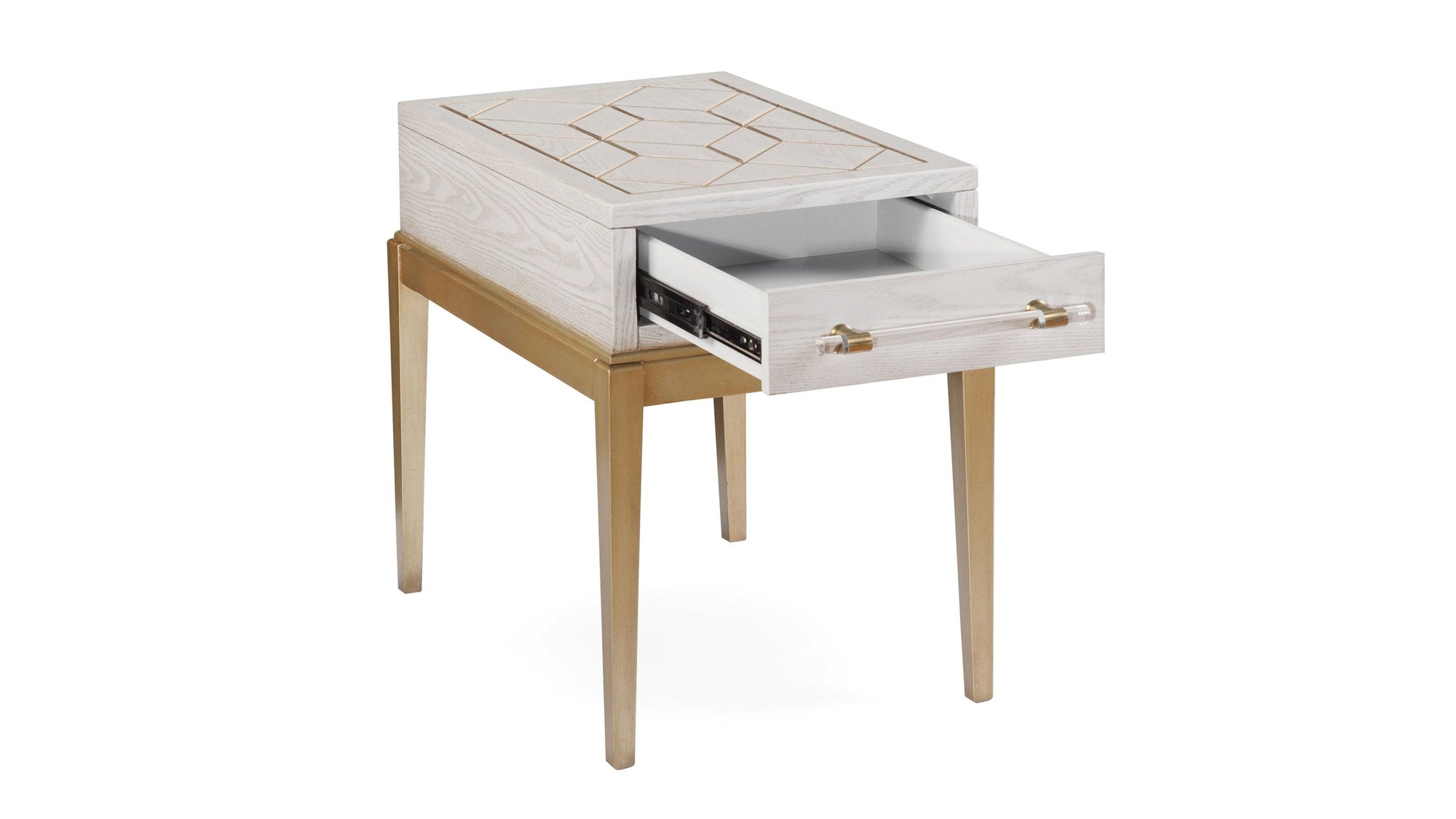 Perrine - Chairside Table - White / Gold