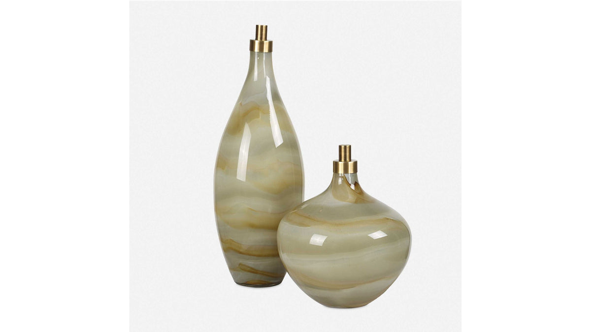 Cascade - Glass Bottles (Set of 2) - Green