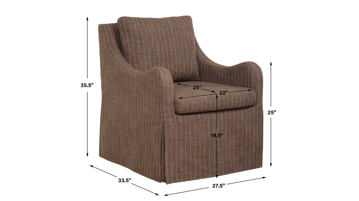 Luisa - Pinstripe Swivel Chair - Brown