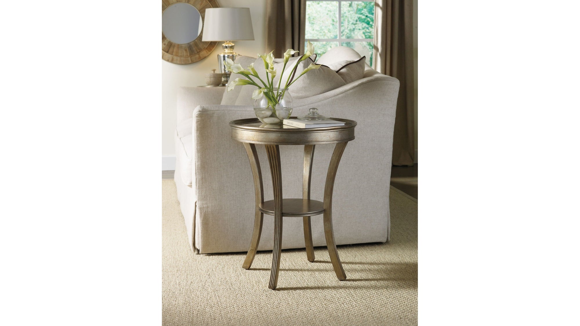 Sanctuary - Round Mirrored Accent Table - Visage