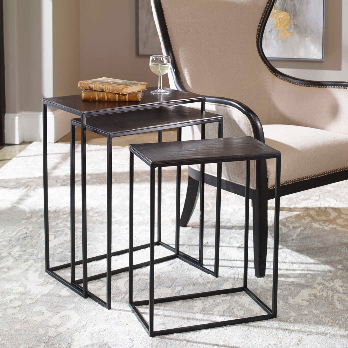 Coreene - Iron Nesting Tables (Set of 3)