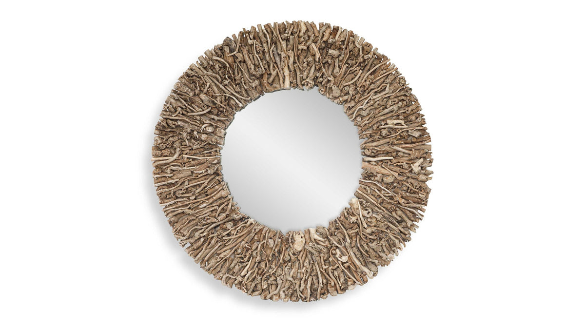 Rossetti - Round Interwoven Wood Mirror - Woodtone