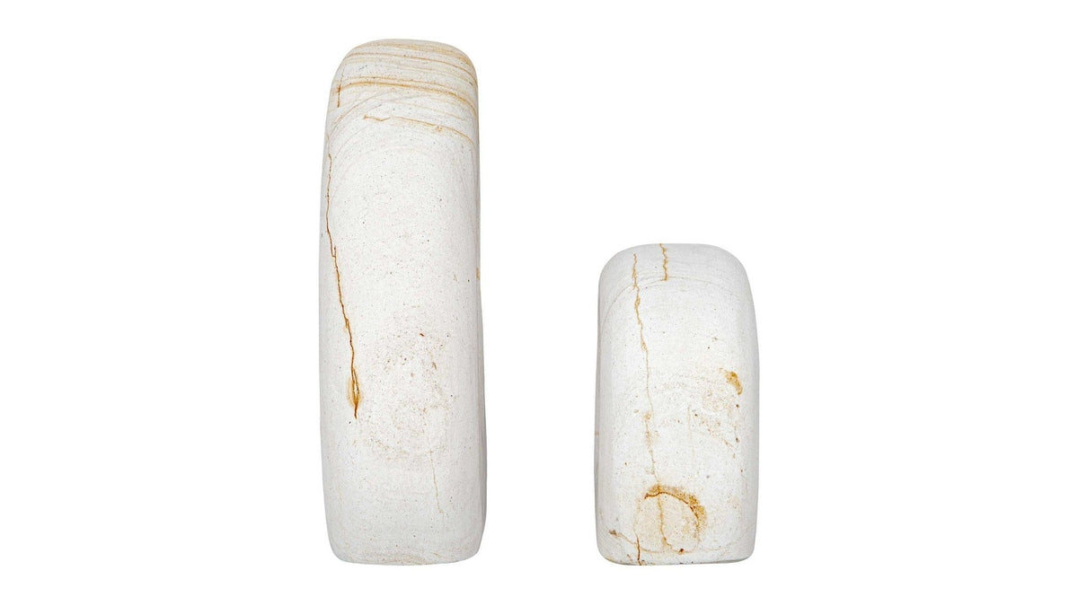 Stone Flow - Outdoor Sculptures Set of 2 - Brown / White