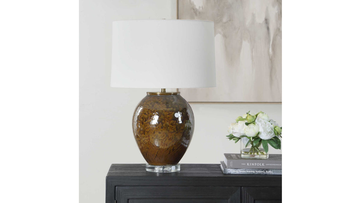 Rye - Glazed Table Lamp - Brown
