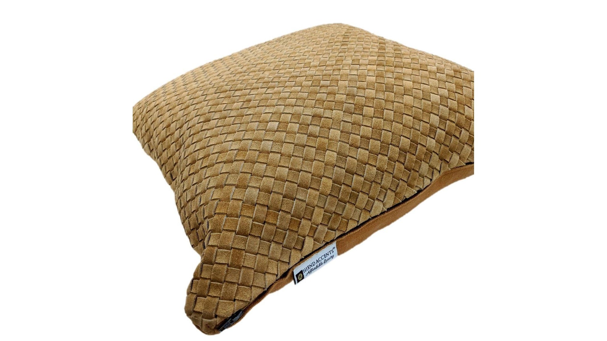 Genuine Leather - Woven Suede Lumbar Pillow - Butterscotch
