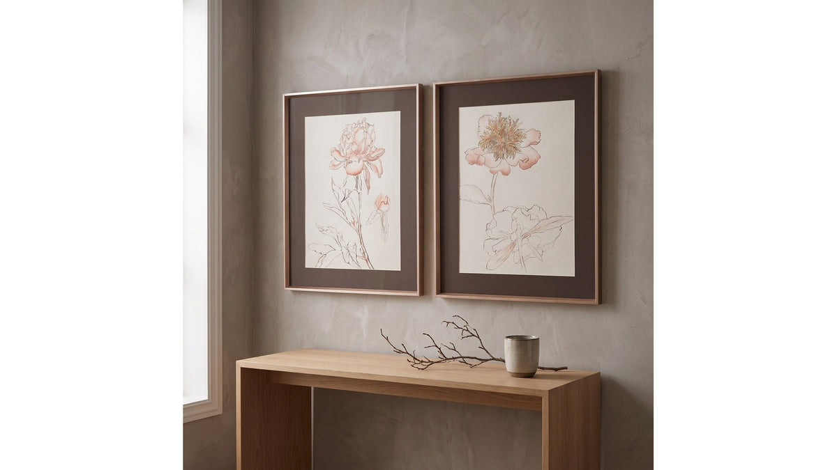 Sketchbook Blooms Blossom Framed Print - Peach / Black / Brown