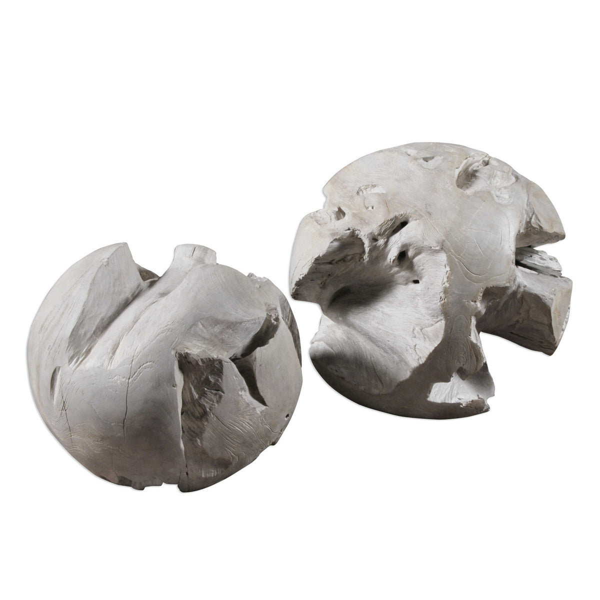 Ermanno - Teak Balls (Set of 2) - Light Gray