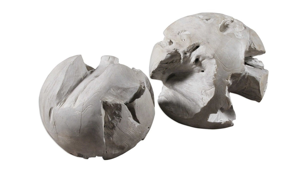 Ermanno - Teak Balls Set of 2 - Light Gray