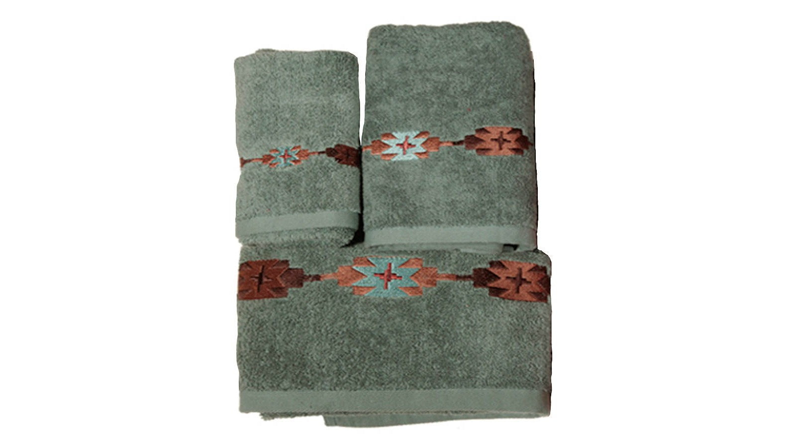 Socorro - Embroidered Towel Set Set of 3 , 2 Per Carton - Turquoise