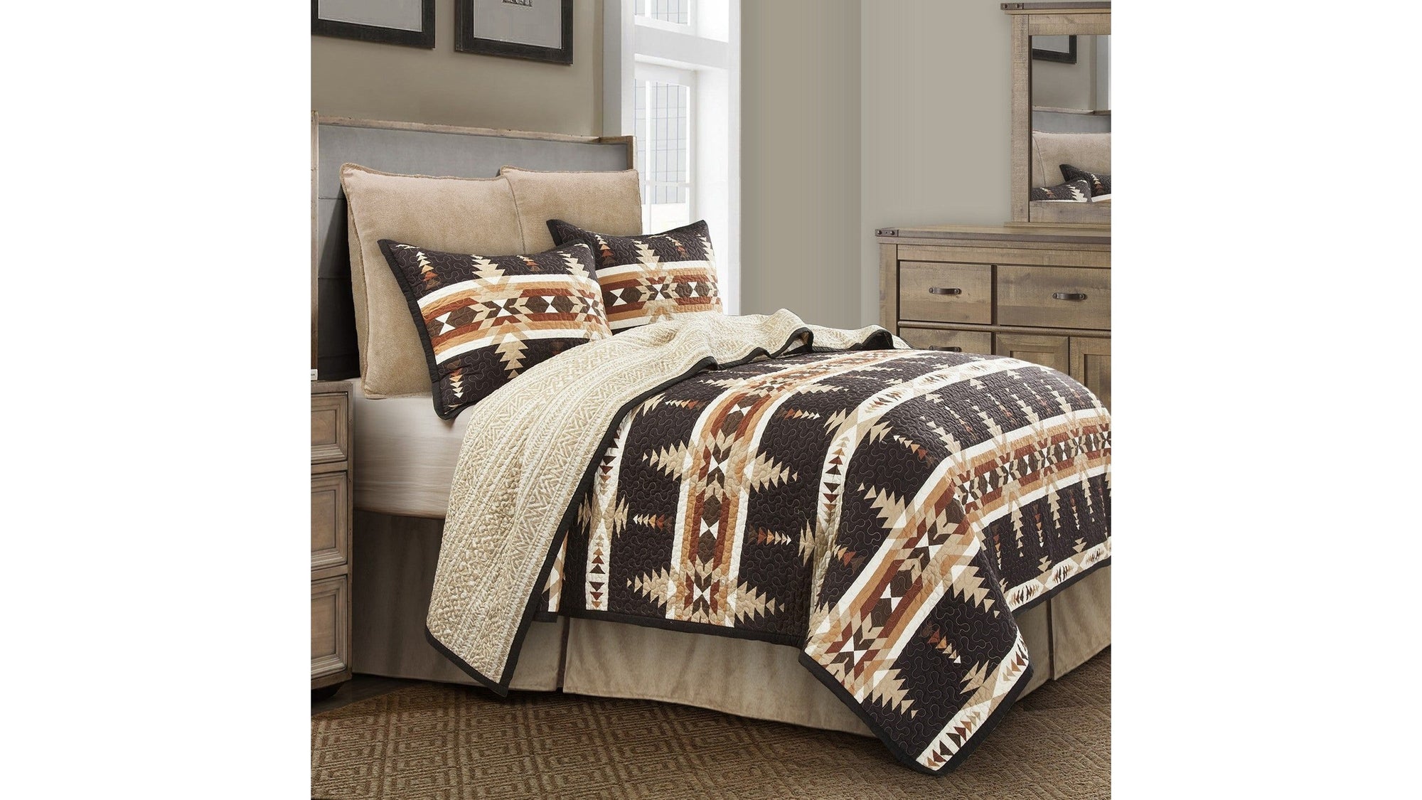 Yosemite - Full/Queen Reversible Quilt Set Set of 3 - Multi Color