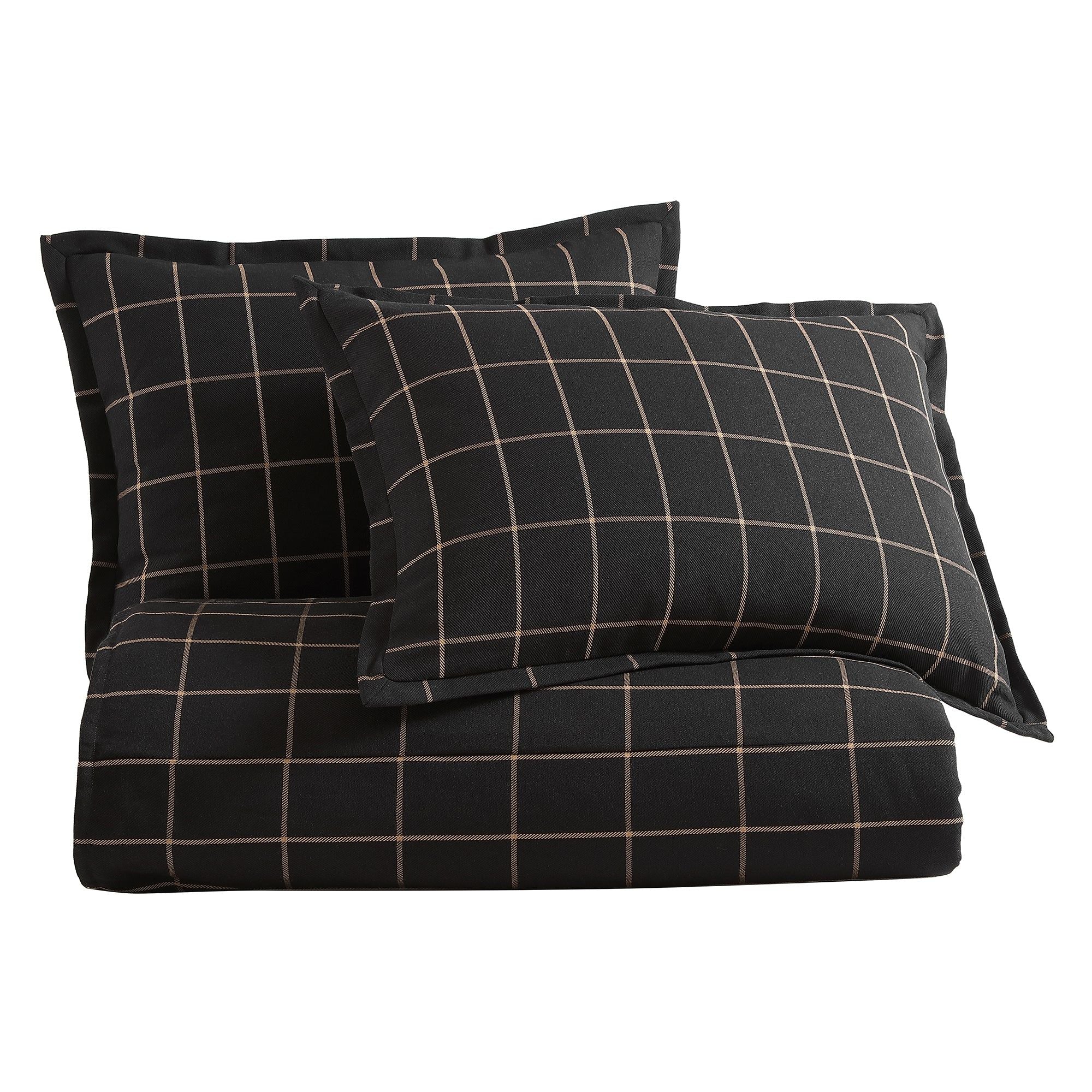 Windowpane - Twin Plaid Comforter Set (Set of 2) - Black