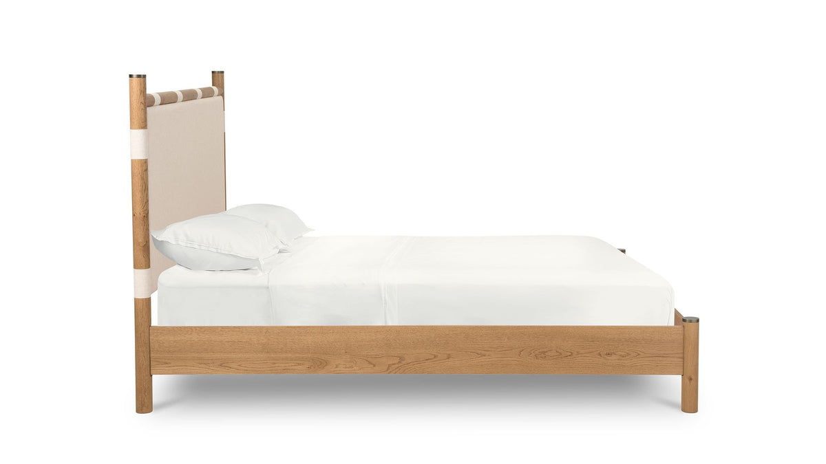 European Farmhouse Upholstered Platform Bed