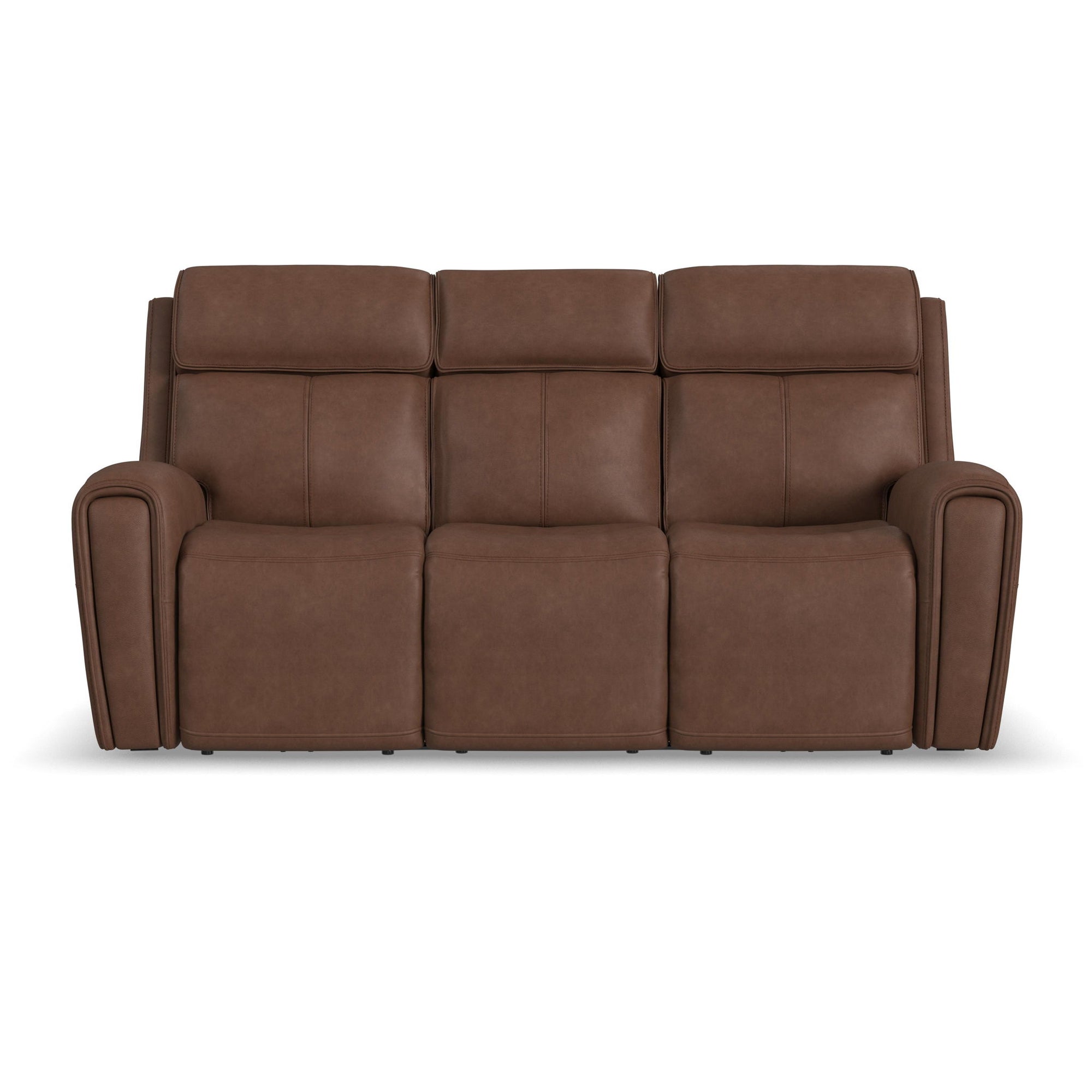 Warren - Power Reclining Sofa With Console, Power Headrest &amp; Lumbar - Dark Brown