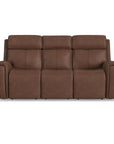 Warren - Power Reclining Sofa With Console, Power Headrest & Lumbar - Dark Brown