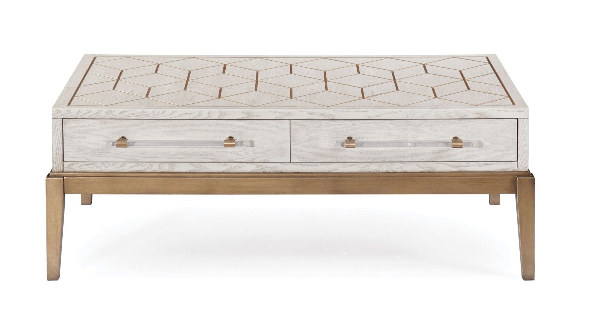 Perrine - Rectangle Cocktail Table - White / Gold