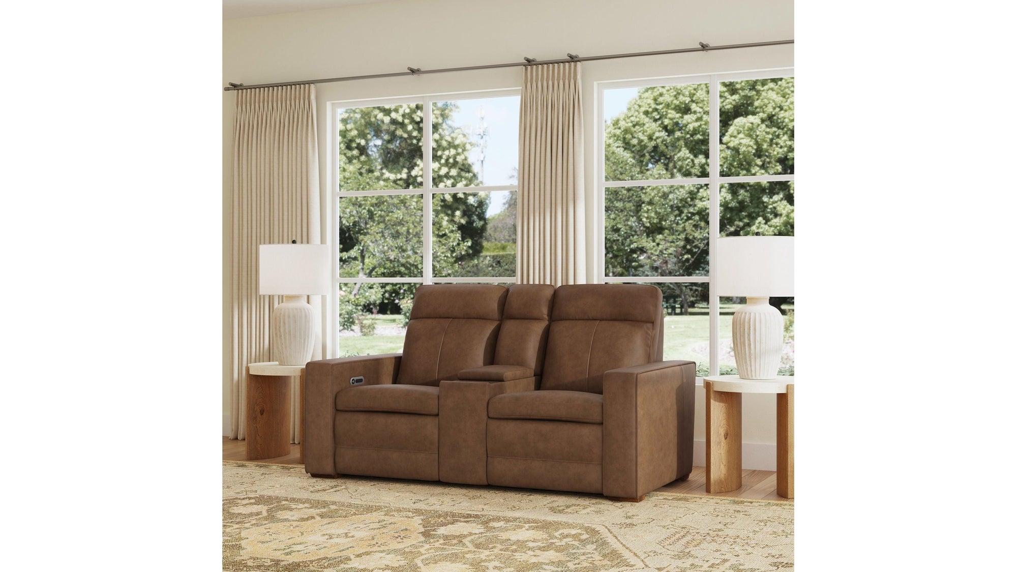 Dutch - Power Reclining Loveseat With Console, Power Headrest & Lumbar