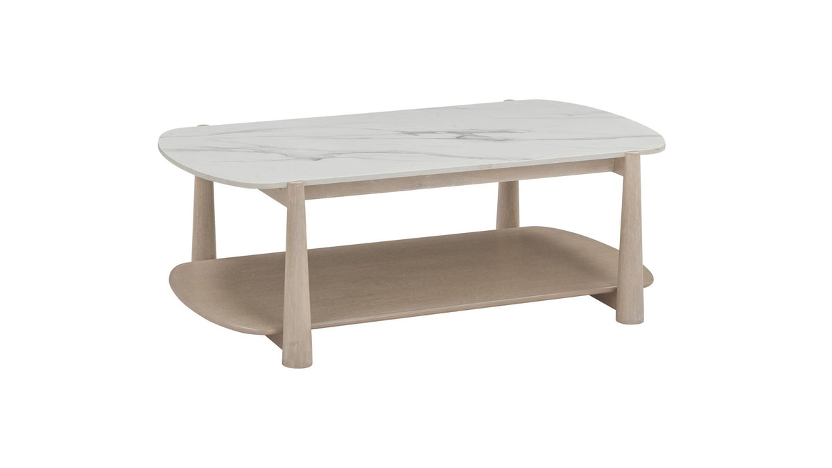Horizons - Cocktail Table - White Oak / White Marble