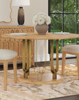 Ryder - Dining Table - Chestnut Elm / Antique Brass
