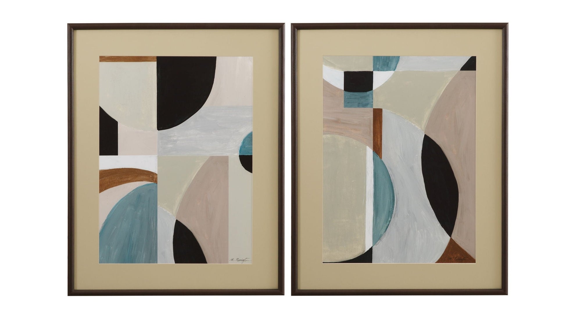 Curved Vision Framed Print Set of 2 - Light Brown