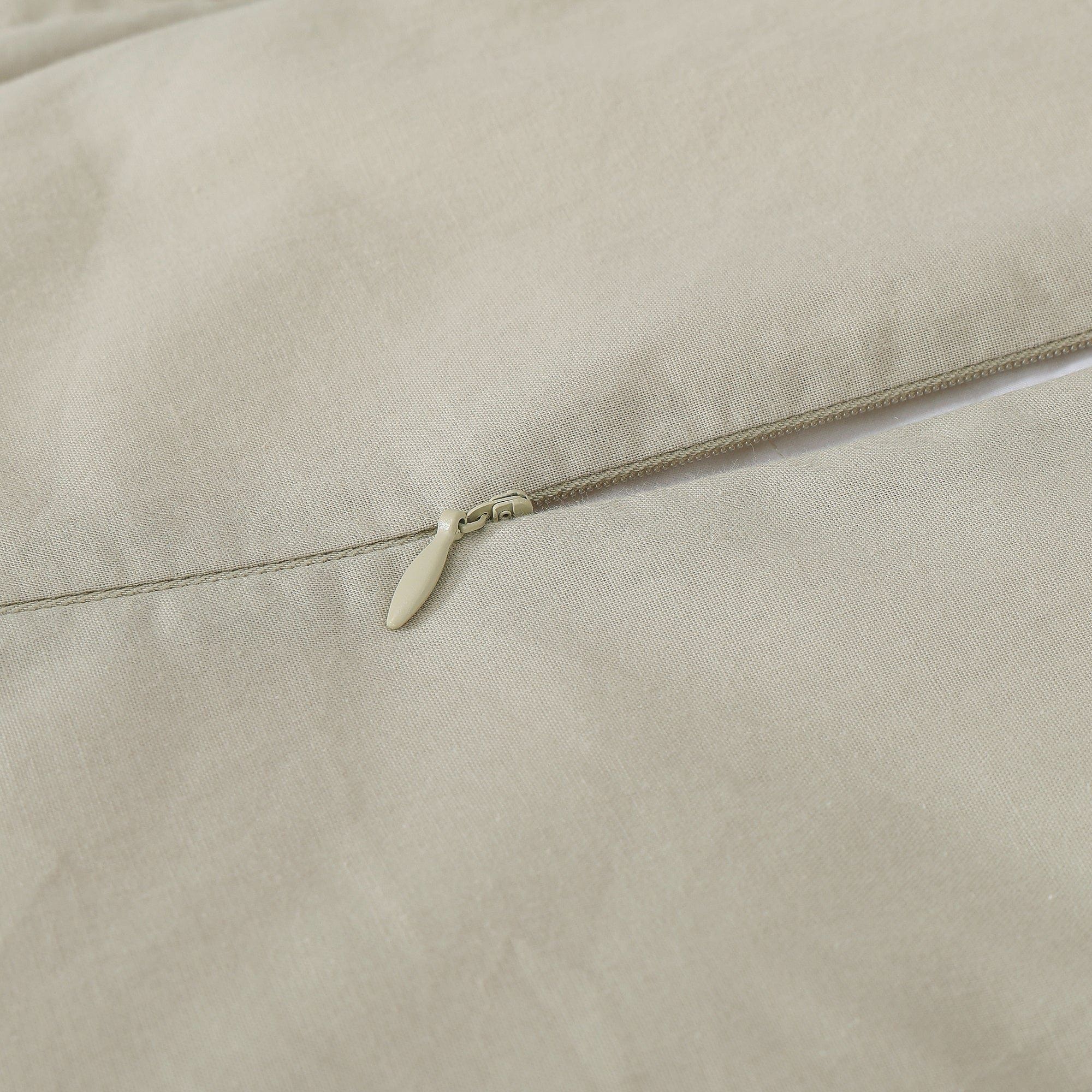 Stonewashed Cotton Waffle Weave - King Duvet Cover Set (Set of 3) - Light Tan