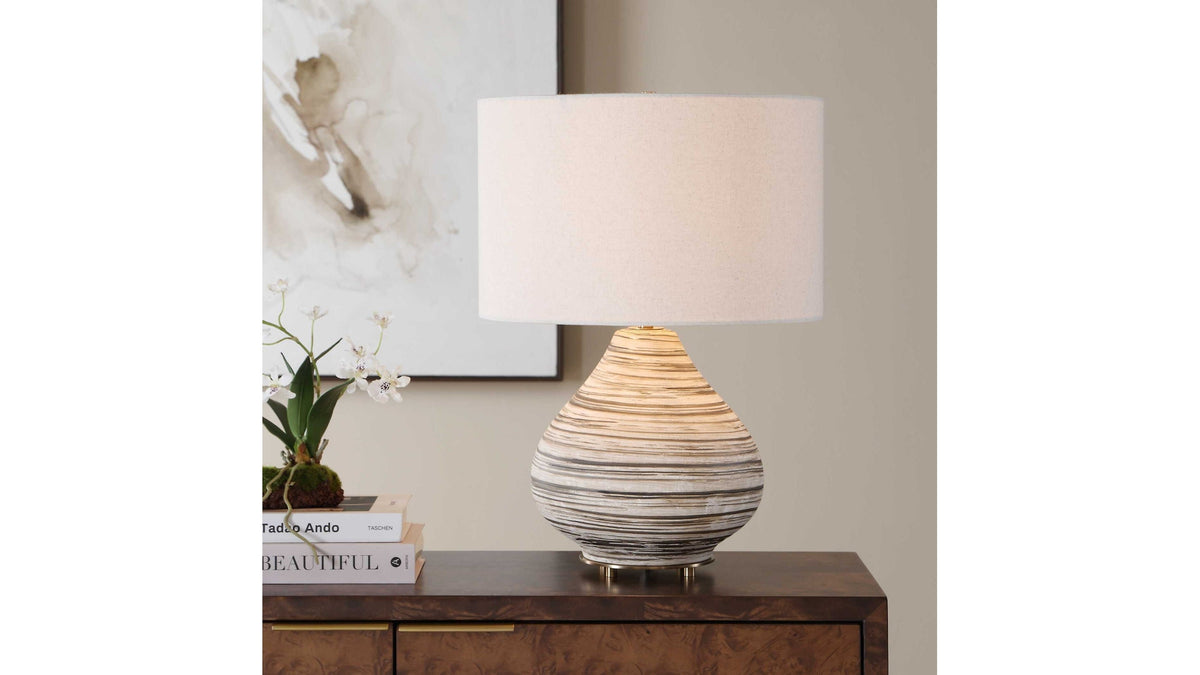 Azura - Horizontal Line Table Lamp - Brown / Gray / White