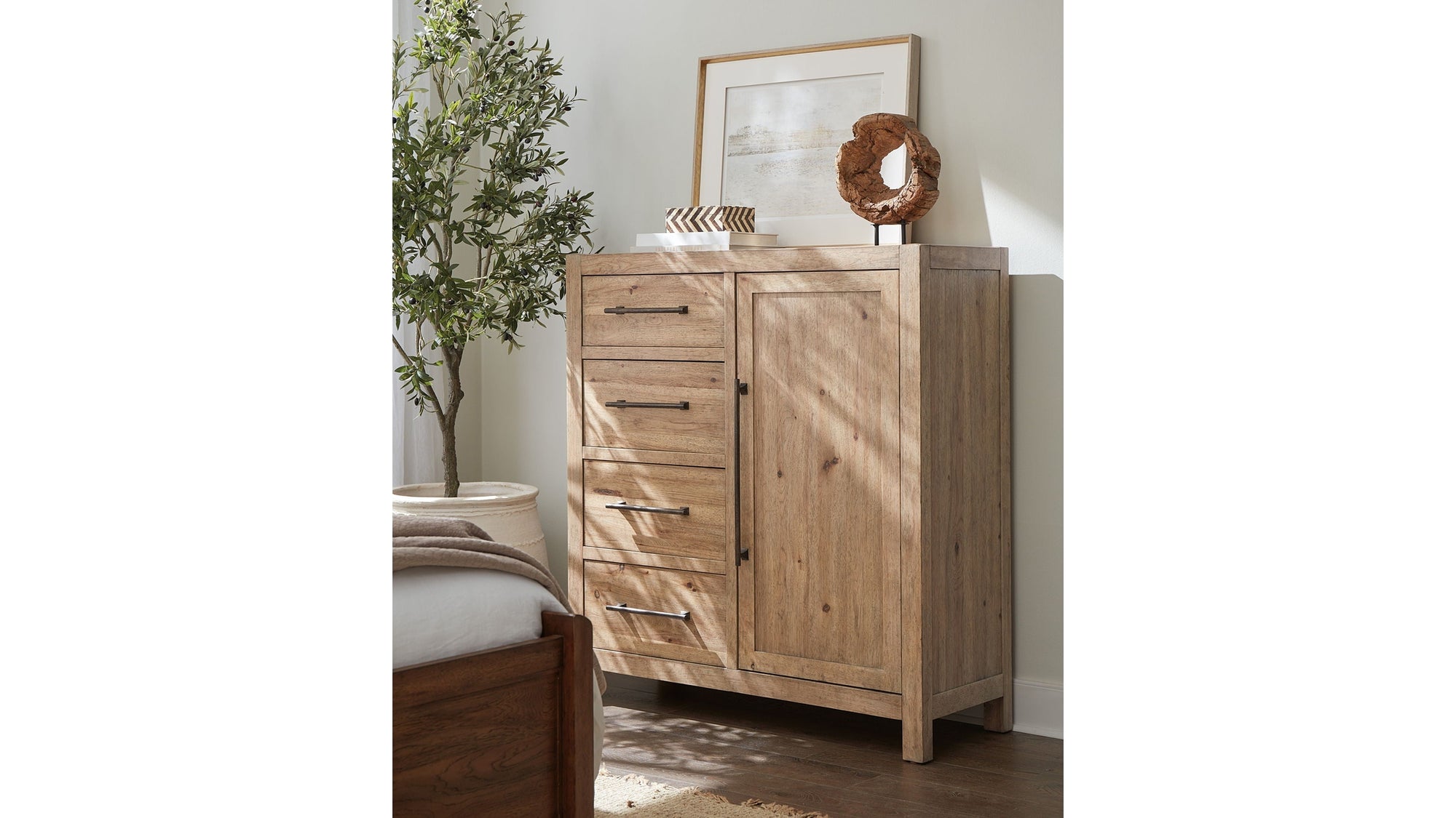 Vineyard Row - Four-Drawer Door Chest - Light Brown