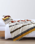 Solola - 100% Wool Handwoven Throw Blanket - Orange / Natural