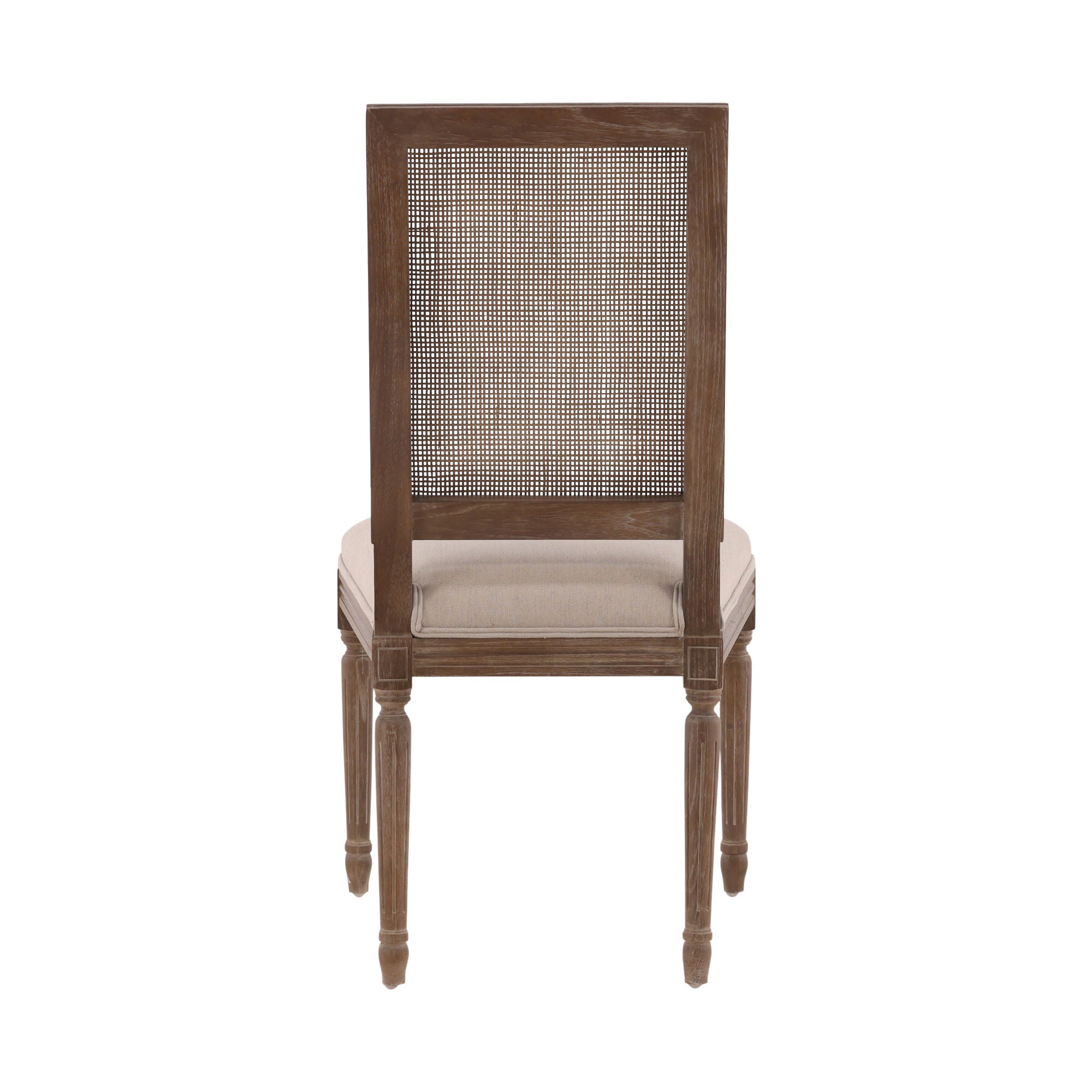 Linen &amp; Oak - Caned Back Side Chair - Dark Brown / Beige