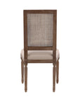 Linen & Oak - Caned Back Side Chair - Dark Brown / Beige