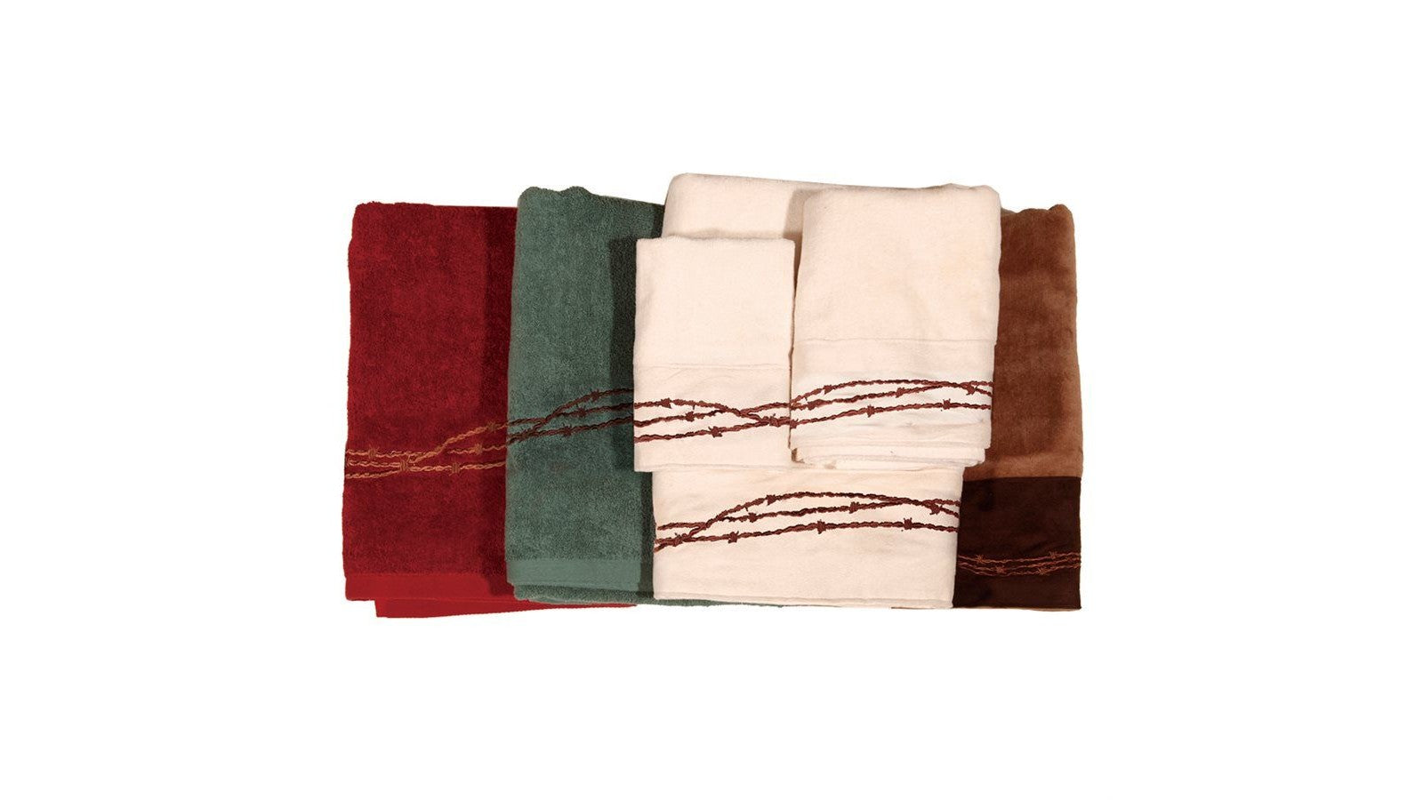 Rustic Barbwire - Embroidered Barbwire Towel Set Set of 3 , 2 Per Carton - Cream
