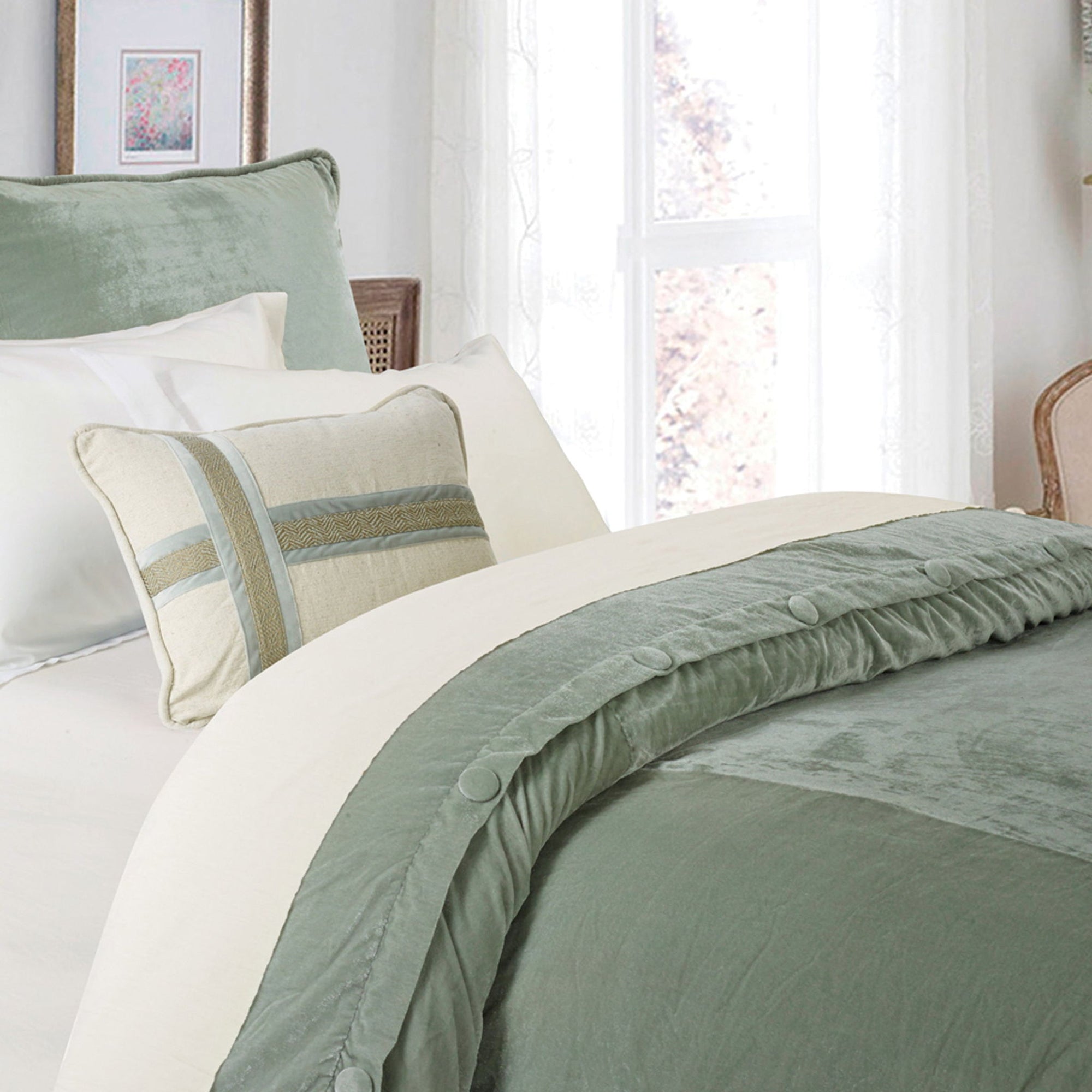 Arlington - Queen Velvet Duvet Cover - Green