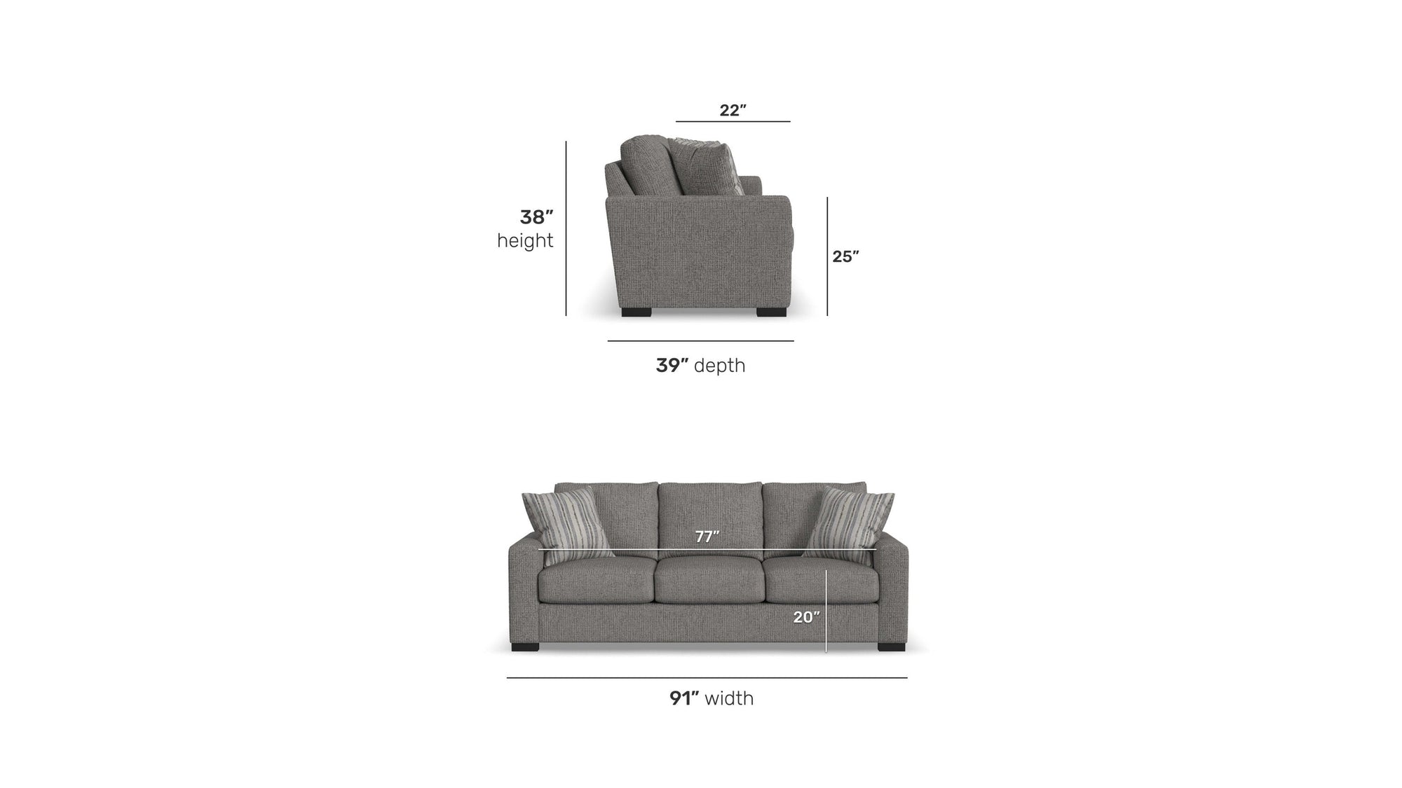 Theodore - Fabric Stationary Three-Cushion Sofa