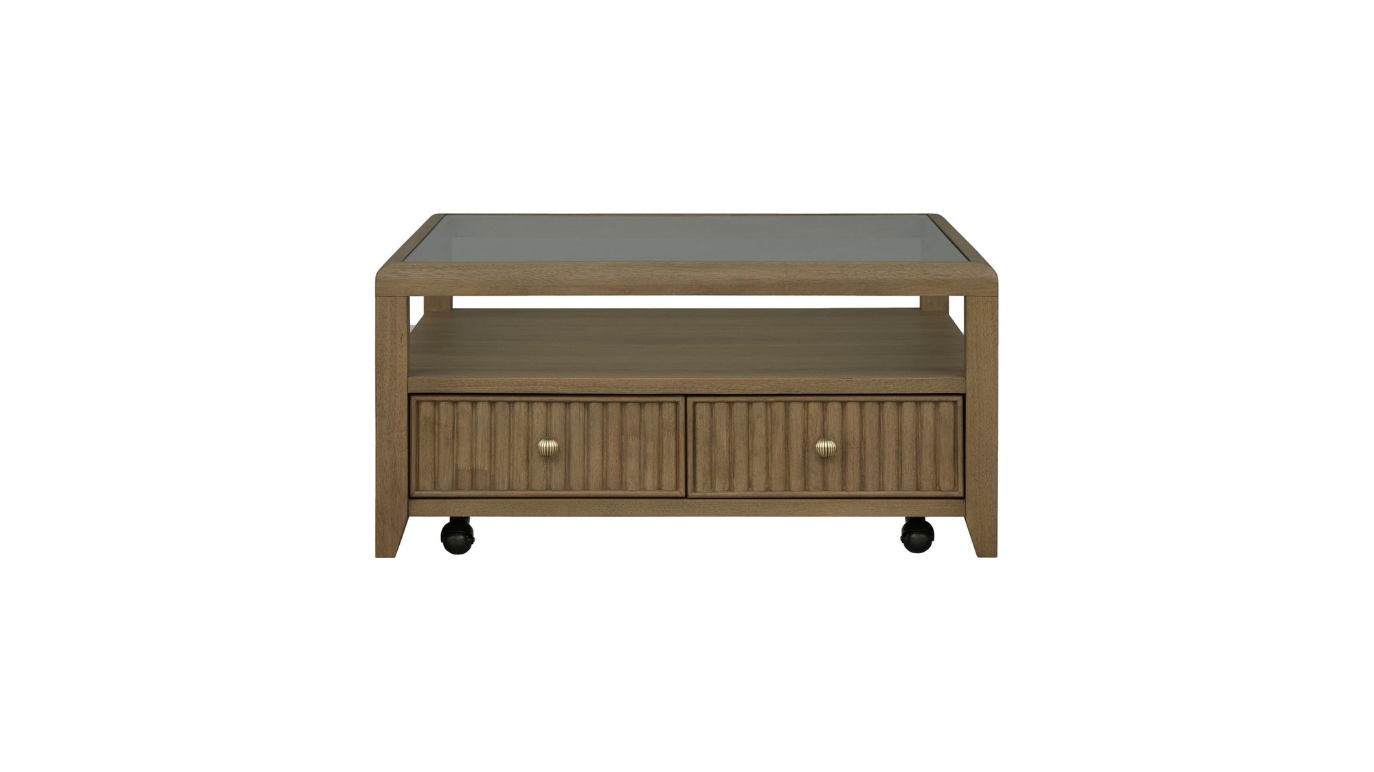 Reed - Square Coffee Table With Casters - Driftwood Oak