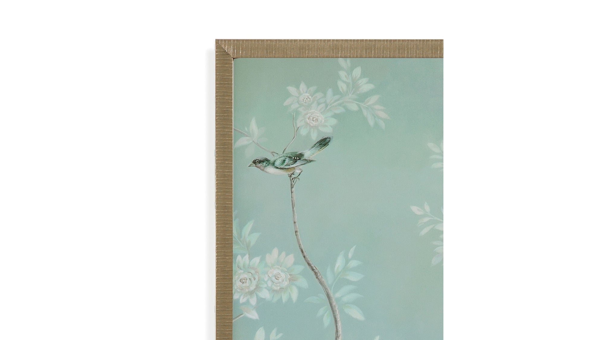 Birds And Flowers Framed Print Set of 2 - Light Blue