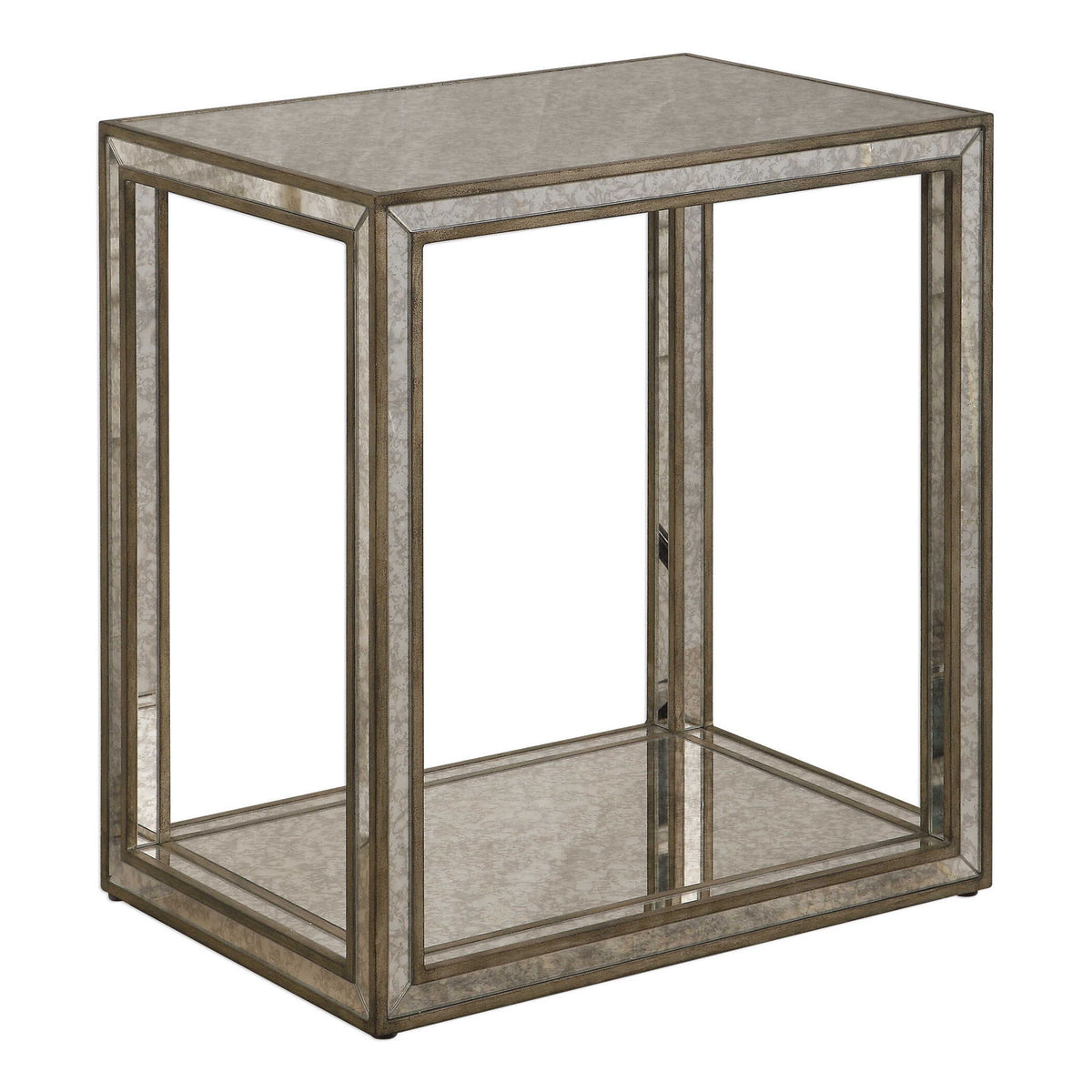 Julie - Mirrored End Table - Silver